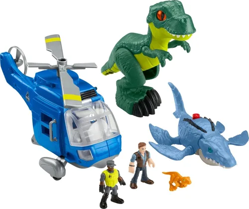 Fisher-Price Imaginext Jurassic World - Juguetes de dinosaurio con 3 dinosaurios y figura de Owen Grady para niños en edad preescolar a partir de 3