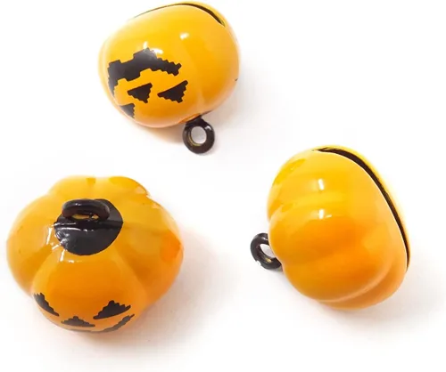 Miniatura 5 de Honbay 12 decoraciones de Halloween, campanas de calabaza, campanas de calavera fantasma, para árbol de Halloween, aretes, collar de mascotas