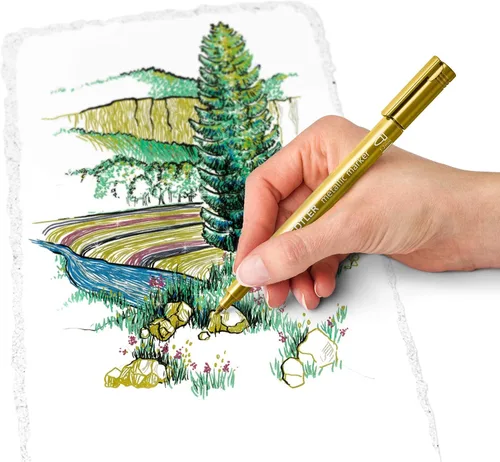 Miniatura 5 de STAEDTLER 8323-S BK3 Pack of Gold and Silver Metallic Pens and a White Marker Pen