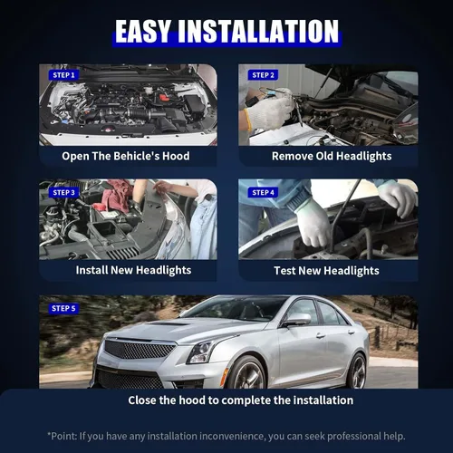 Miniatura 8 de Conjunto de faros delanteros para Cadillac ATS 2013 2014 2015 2016 2017 2018 2019 Halógeno Faro Pasajero Lado Derecho, Lámpara delantera derecha