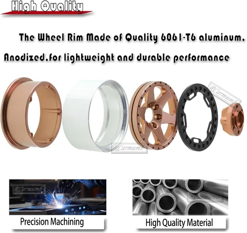 Miniatura 5 de 2.2 Pulgadas Beadlock Wheel Rim & Wheel Tires para SCX10 Capra/AMG 6x6/TRX4/Red cat Gen8 Red cat Everest Gen7 Pro RC Scale Crawler Truck, Neumáticos