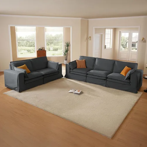 Miniatura 10 de Sofá modular lavable de gran tamaño de 89 pulgadas, sofá nube con funda totalmente extraíble, sofás seccionales para sala de estar, tela