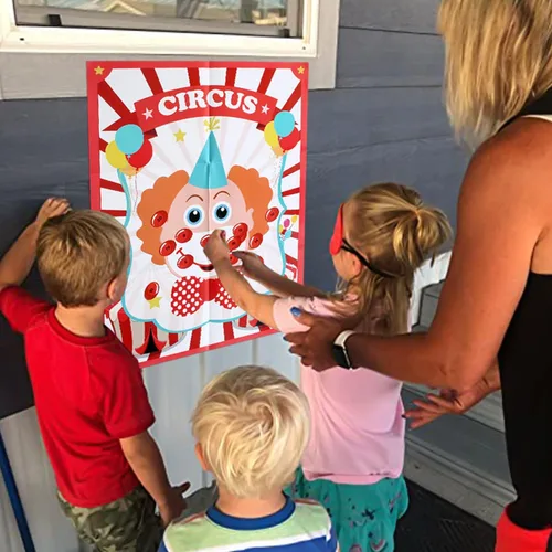Miniatura 7 de PARTYLOUD Pin The Nose on The Clown, juegos de fiesta de circo, juegos de fiesta temática de carnaval, suministros de fiesta preescolar para niños