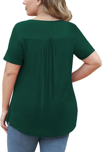 Miniatura 3 de Tralilbee - Blusa casual de manga corta con encaje de ganchillo, para mujer, talla grande, talla M - 4XG