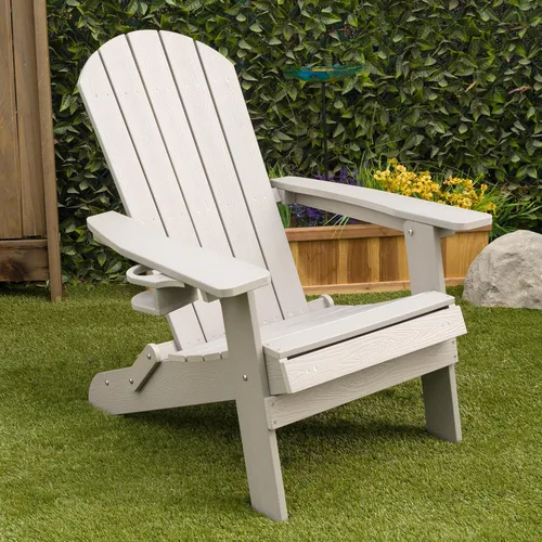 Miniatura 2 de Alpine Corporation Silla plegable Adirondack para exteriores de 38 pulgadas de alto con portavasos y otomana, diseño ergonómico clásico, muebles