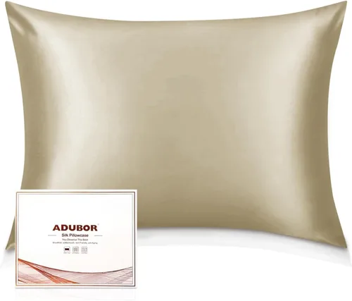 Miniatura 45 de Adubor Funda de almohada 100% de seda, fundas de almohada de seda de morera, 22 fibras de grado Momme 6A, funda de almohada de seda para la salud