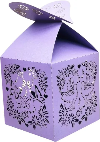 Miniatura 10 de the love 46 cajas de recuerdos de boda, flores cortadas con láser, flores y mariposas de pavo real, paloma, cantar, caja de chocolate creativa