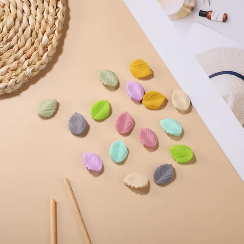 Miniatura 4 de 16 tapones de aguja de tejer, lindo protector de punta de aguja de hoja de 8 colores, cubiertas de punta de puntada de silicona, tapas de extremo