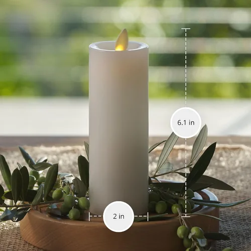 Miniatura 6 de Vela LED sin llama Luminara Classic Slim, blanca, 5.08 cm x 15.49 cm, funciona con pilas, llama parpadeante, pilar con temporizador, vela de cera