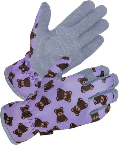 Miniatura 13 de SKYDEER Guantes de jardinería de piel de ciervo genuina para mujer, ultrasuaves y acolchados, ajuste cómodo para el trabajo (SD6611/M)