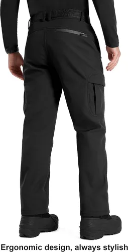 Miniatura 2 de FREE SOLDIER Pantalones cargo con vellón Softshell para hombre, para nieve, esquí, senderismo, con cinturón