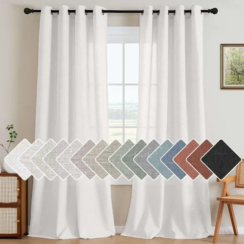 Miniatura 19 de H.VERSAILTEX Elegant - Cortinas texturizadas de lino natural mezclado con eficiencia energética, filtrado de luz, con ojales de níquel