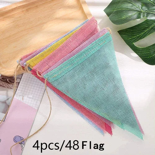 ToBeIT Banderas triangulares colgantes de arpillera de imitación de tela multicolor triángulo banderines para fiestas y festivales colgantes