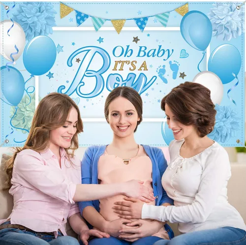 Miniatura 5 de Decoraciones para fiestas de baby shower Blulu, fondo grande de tela durable para fiestas de baby shower, fondo para cabina de fotos para fiestas