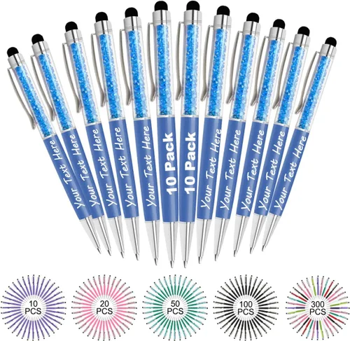 Miniatura 41 de Bolígrafos personalizados con nombre y texto, bolígrafos de diamantes de cristal personalizados a granel, 10 bolígrafos, regalos para mujeres