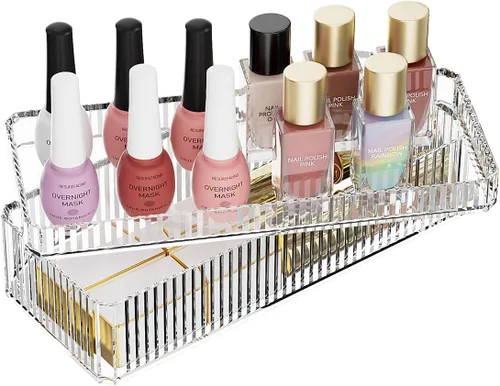 Organizador de maquillaje acrílico, bandeja organizadora, estuches de tocador, esmalte de uñas, maquillaje, perfume, organizador de cuidado de la