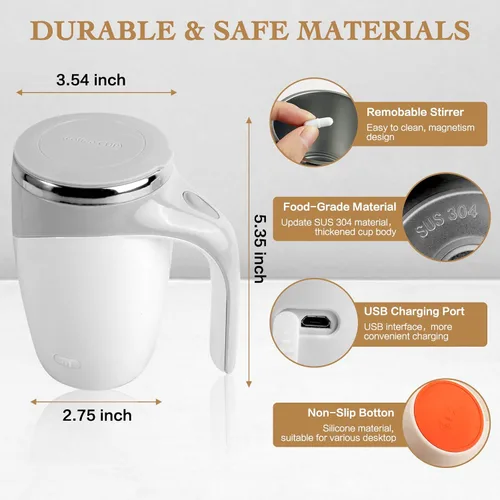 Miniatura 3 de Taza autoagitadora, taza de café magnética automática recargable, taza de café autoagitable, taza giratoria de viaje para oficina en casa