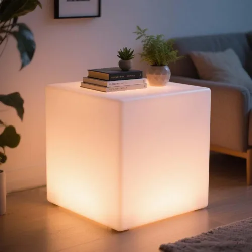 Silla de cubo LED de 20 pulgadas, Mesa de Luz de Cubo LED Inalámbrica Recargable, cubos de luz brillantes de 16 colores, lámpara de pie impermeable