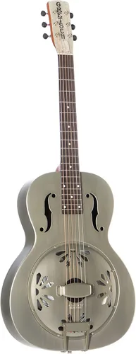 Gretsch G9201 Honey Dipper - Guitarra resonadora de 6 cuerdas con diapasón de latón y diapasón Padauk (diestro, techo de casa con bomba desgastada)