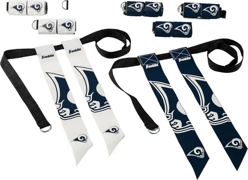 Miniatura 12 de Franklin Sports NFL - Conjuntos de fútbol con bandera del equipo de la NFL, cinturones + banderas, para niños + adultos, se adapta a cintura