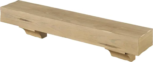 Miniatura 3 de MANTELSDIRECT Breckenridge - Estante de chimenea de 48 pulgadas con ménsulas - Estante rústico flotante para chimenea - Rubio - Estante de madera