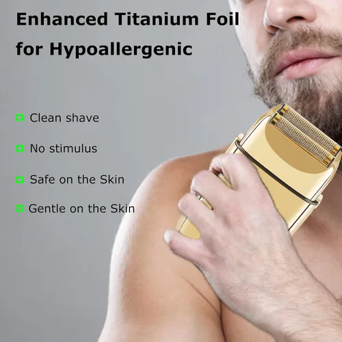 Miniatura 5 de Kemei Afeitadora eléctrica doble de metal inalámbrica para hombres, afeitadoras eléctricas de cierre, tipo C recargable para afeitado en húmedo