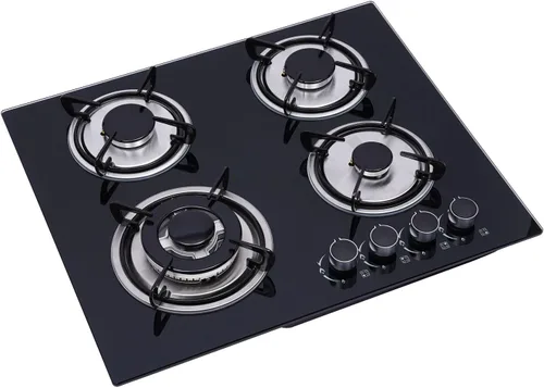 Miniatura 5 de Placa de cocina de gas de 4 quemadores, estufa de propano integrada, estufa de acero inoxidable de 23 pulgadas con marcas transparentes, 4
