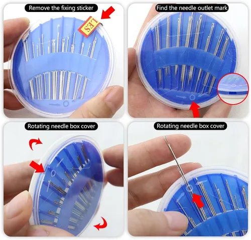Miniatura 3 de Paquete de 25 agujas de coser a mano de alta calidad, aguja de coser para trabajo a mano, juego de agujas de coser y cajas de hilo, accesorios