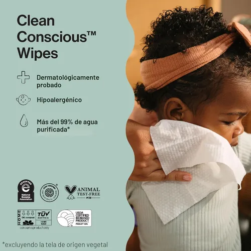 Miniatura 7 de The Honest Company - Toallitas limpiadoras para bebé con 99% de agua, respetuosas con el medioambiente, a base de plantas, hipoalergénicas