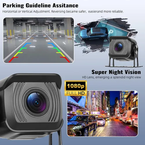 Miniatura 6 de Kit de sistema de cámara de respaldo 1080P, monitor de marcha atrás de 7 pulgadas con función de grabación de visión nocturna DVR Monitor 2 cámaras