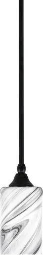 Miniatura 139 de Toltec Lighting Tallo Colgado Mini colgante, acabado de cobre negro, 3.5" cuadrado humo burbuja vidrio