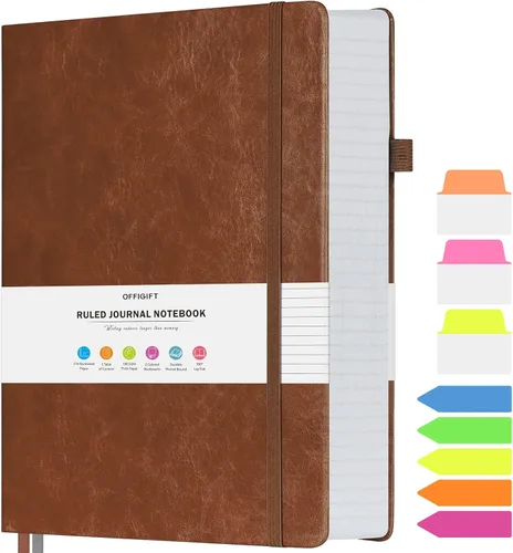 Miniatura 25 de Cuaderno rayado, cuaderno grande A5 con rayas universitarias, cuaderno de trabajo de 312 páginas numeradas con calcomanías de índice, papel grueso