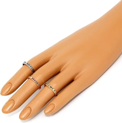 Miniatura 4 de Inspirational - Juego de anillos grabados, con mensaje positivo, delgados y ajustables, (3 en 1, 28 frases diferentes)