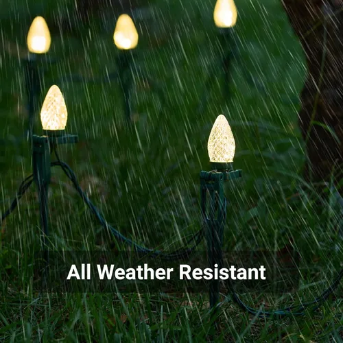 Miniatura 5 de SURAIELEC C9 Luces de Camino de Navidad, 25 PIES Luces de Navidad para Sendero con 25 Estacas, 25 Bombillas LED Blanco Cálido, Decoración Navideña