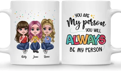 Miniatura 24 de Gossby Taza de café personalizada de la amistad, regalo personalizado Besites para mujeres con diseño de muñeca, nombre, cita – cumpleaños, Navidad