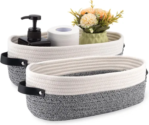 Miniatura 20 de Cesta para Inodoro, Cesta de Almacenamiento Tejida para la Parte Superior del Tanque del Inodoro, Decoración del Hogar Estilo Granja, Cestas