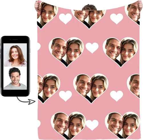 Miniatura 9 de Manta personalizada con foto de cara, manta personalizada con características faciales, manta graciosa para sofá, cama, sofá cálida y acogedora