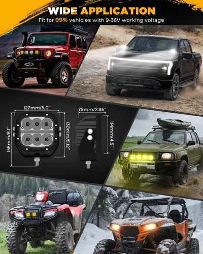 Miniatura 9 de Auxbeam XP-Ultra - Paquete de luces LED de 5 pulgadas con cubiertas protectoras negras, luces ámbar DRL para todo terreno, luz de zanja de doble