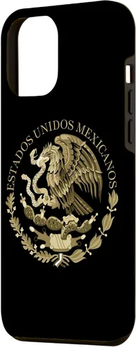 Miniatura 2 de iPhone 12 Pro Max Bandera de México sello del escudo de armas en caso sepia