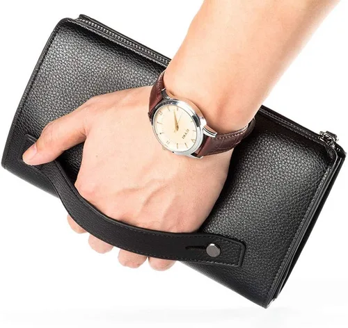 Miniatura 5 de Cartera larga de cuero para hombre, bolso de mano grande para negocios, tarjetero para teléfono, regalo para hombres, padre, hijo, marido, novio