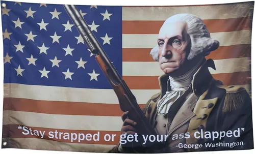 ZKflager Bandera de Washington Stay Strapped or Get Clapped, banderas divertidas para habitación chicos cita meme banner de 3 x 5 pies dormitorio