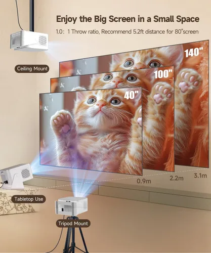 Miniatura 2 de Magcubic HY350Max - Proyector inteligente con soporte 4K 8K, mini proyector con Wifi6 y Bluetooth5.4, 600 ANSI, enfoque automático y prevención