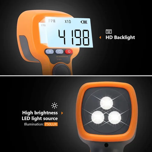 Miniatura 4 de Estroboscopio LED digital que mide 60-49999 RPM/Hz, tacómetro sin contacto con estroboscopio preciso 0.001% Analizador de velocidad del motor