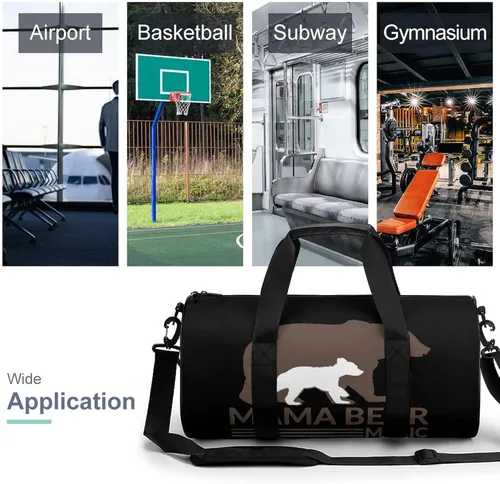 Miniatura 3 de Mama Bear - Bolsa de lona cilíndrica ligera para viajes, gimnasio, con correa para el hombro, para deportes, entrenamiento, yoga