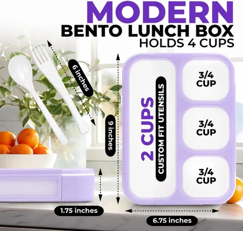Miniatura 2 de kinsho Lonchera Bento para niños, loncheras para mujeres, adultos, niñas y niños, contenedores de aperitivos para niños pequeños, preadolescentes