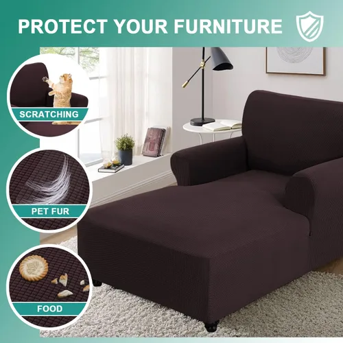Miniatura 4 de OKYUK Funda para tumbona, de tela jacquard, elástica, con doble brazo, lavable a máquina, protector de muebles suave para sala de estar y dormitorio