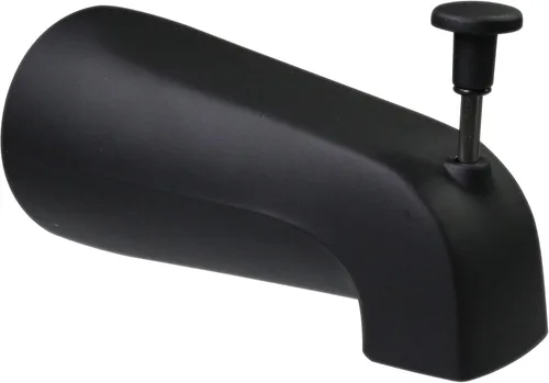 Miniatura 2 de Westbrass A531D-1F-62 Caño de bañera de montaje en pared de 5-1/4 pulgadas con desviador delantero, zinc, negro mate