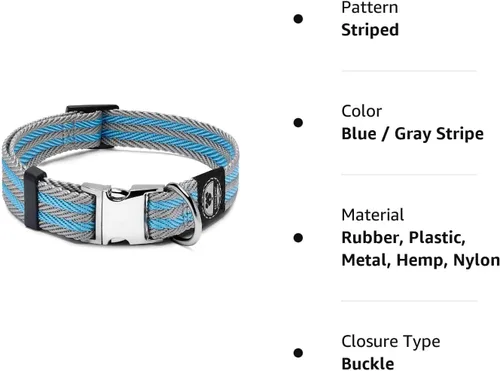 Miniatura 8 de Regal Dog Products Collar mediano para mascotas con hebilla grabada personalizada, collares de sarga duraderos para perros pequeños, collares