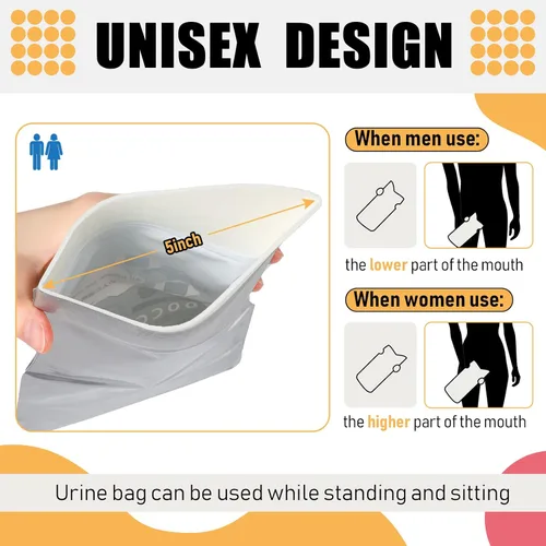 Miniatura 4 de Nuogo 50 bolsas desechables de urinario portátil de emergencia, mini inodoro de viaje, orina unisex para viajes, camping, senderismo, tráfico