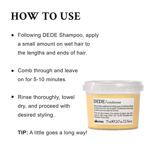 Miniatura 5 de Davines DEDE Delicado champú y acondicionador de limpieza diaria para todo tipo de cabello, equilibra y añade brillo, desenredante sin peso, 8.45
